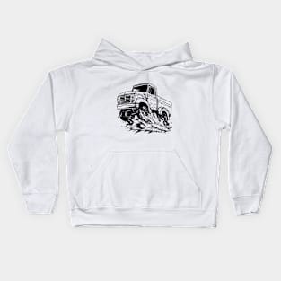 Vintage Black and White Pickup Truck Kids Hoodie